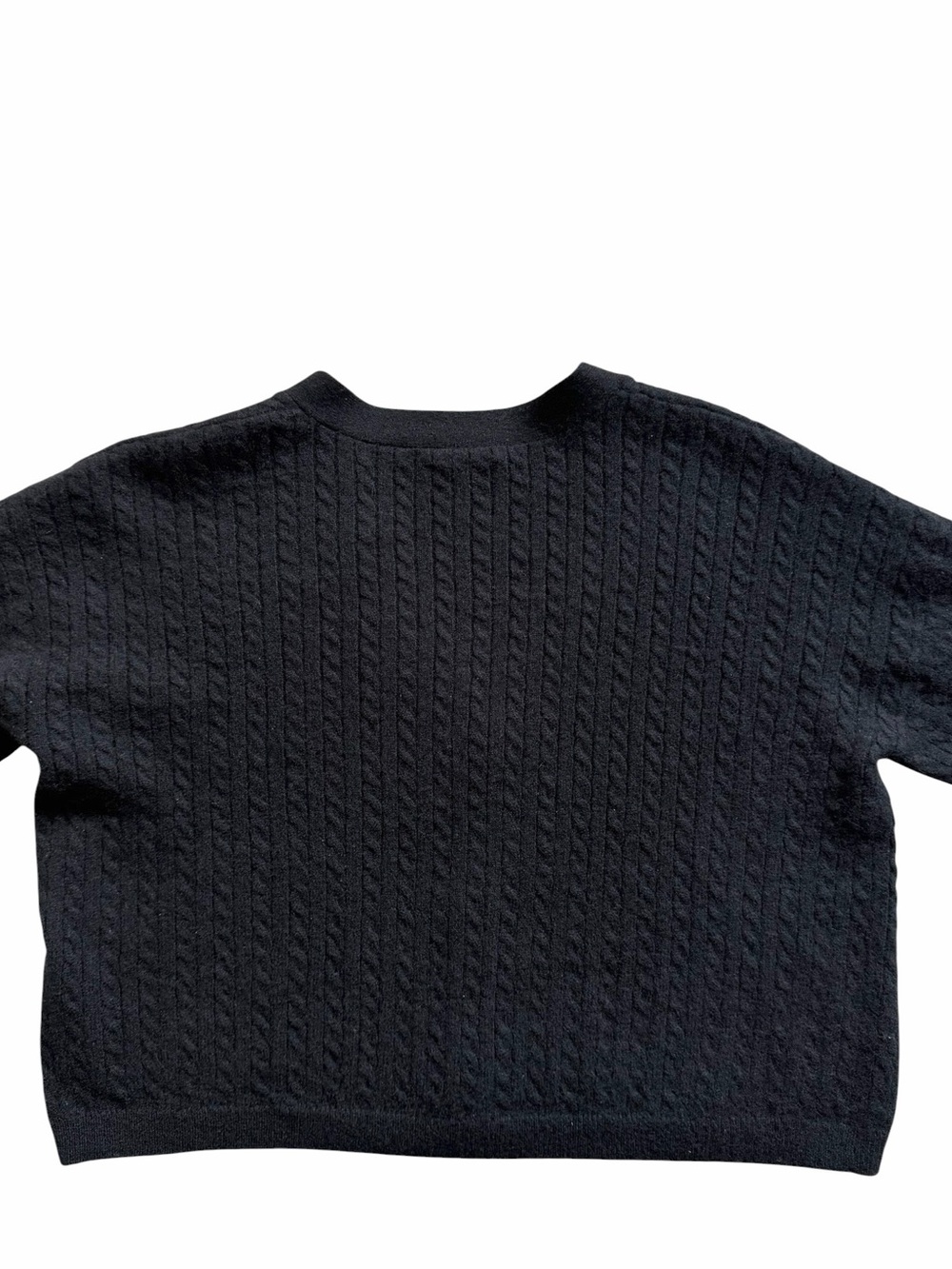 Reformation Guista Cropped Cashmere Cardigan Size Small Black Cableknit Sweater - Picture 6 of 8